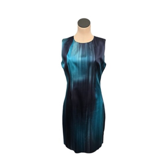 Elie Tahari Dress Womens 10 Blue Ombre Sleeveless Sheath Silk Blend C641886D - Picture 1 of 11